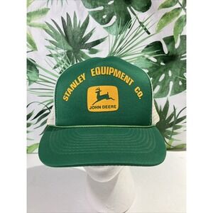 VTG Otto Cap John Deere Stanley Equipment Snapback Mesh Trucker Hat Adult NICE